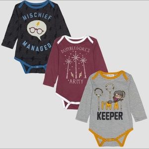 Harry Potter 3pk Long Sleeve Onesies 3-6mo